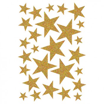  HERMA Weihnachts-Schmuck-Etiketten; 7,5 x 10 cm (Blattformat); Glitter-Sterne; gold; 15129; selbstklebend; Papier, Glitter; Inhalt: 1 Blatt 