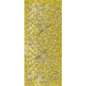  Ursus Weihnachts-Schmuck-Etiketten; 100 x 230 mm (Blattformat); Sterne, Hologramm; gold; 5920-00-67; selbstklebend; sortiert Größen; Hologrammfolie 