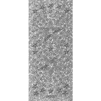  Ursus Weihnachts-Schmuck-Etiketten; 100 x 230 mm (Blattformat); Sterne, Hologramm; silber; 5921-00-67; selbstklebend; sortiert Größen 