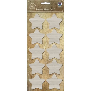  Ursus Weihnachts-Schmuck-Etiketten, Bambus; 125 x 260 mm (Blattformat); Sterne, 5-zackig; Bambus: hellgrau; selbstklebend, DU: ca. 55 mm 