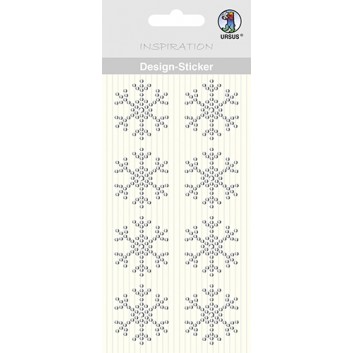  Ursus Winter-Schmuck-Etiketten; 70 x 145 mm (Blattformat); Schneekristalle; silber-glänzend; Plastik, selbstklebend; 7507 00 24; Strasssteine 