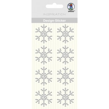 Ursus Winter-Schmuck-Etiketten; 70 x 145 mm (Blattformat); Schneekristalle; silber-glänzend; Plastik, selbstklebend; 7507 00 24; Strasssteine 