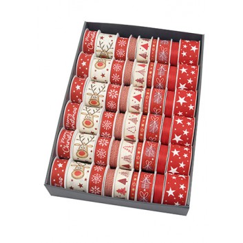  GoldiDecor Geschenkband-Sortiment; Kleinrollen 1-5 m; uni und Motiv - div. Varianten; rot; Z461; Kleinrolle 