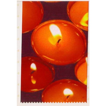  SWS Weihnachts-Tischband; 100 mm x 15 m; Fotomotiv: Candlelight = Kerzen; orange-gold; ohne Draht; Satinband 