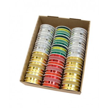  GoldiDecor Weihnachts-Multispule; 10 mm x 20 m (4 x 5 m); Sternchen/Glitter/Metallic/Sterne; silber; Z457 099; Poly-Ringelband/Kräuselband 