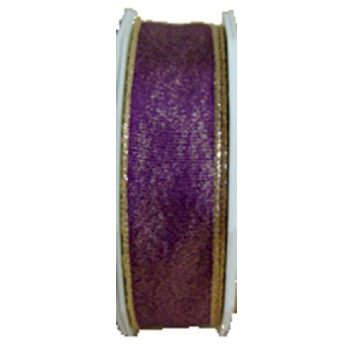  Präsent Geschenkband, Brokateffekt m. Drahtkante; 25 mm x 20 m; Detroit: uni, metallic; 610 = violett; Brokatoptik; mit Draht 