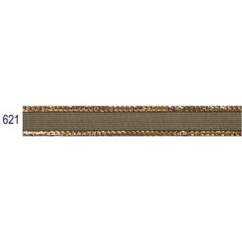  Präsent Geschenkband mit Drahtkante; 10 mm x 20 m; Sevilla; 621 = dunkelgrün; 148-10-20-621; Textilband; mit Draht, gold 