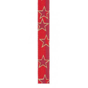  da Vinci Weihnachts-Geschenkband; 15 mm x 20 m; Sterne; 770 = rot; 110 133-770; ohne Draht; Textilband 