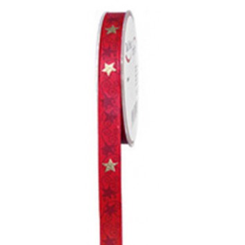  da Vinci Weihnachts-Geschenkband; 15 mm x 20 m; Little Stars; rot; 110334x-rot; ohne Draht; Textilband 