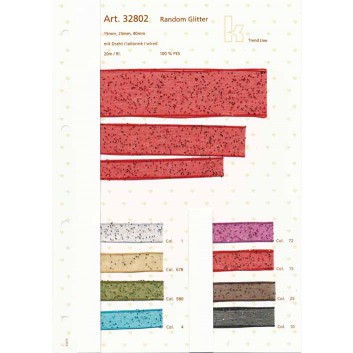  SWS Geschenkband mit Drahtkante, Transparent; 15 mm x 20 m; Random Glitter, uni; 8 Farben; 32802...; mit Streuglimmer; mit Draht 