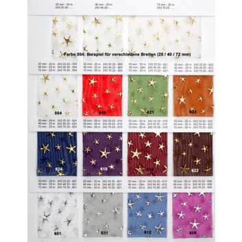  Präsent Weihnachts-Geschenkband, Transparenteffe; 72 mm x 20 m; Canada: Sterne; 624 = dunkelblau + Goldsterne; 243-75-20-624; Transparenteffekt 
