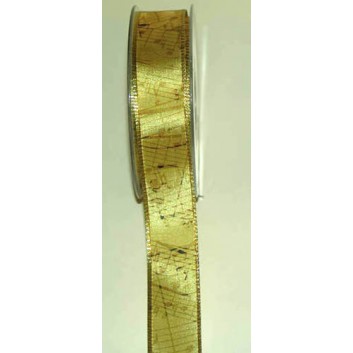  SWS Geschenkband -Lurexkante mit Draht; 25 mm x 25 m; Musica: Noten; gold; 28336-1090; Textilband; Lurexkante 