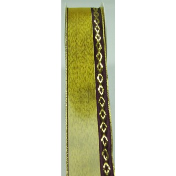  Dekogena Weihnachts-Geschenkband; 40 mm x 20 m; Elegance; 64 = braun-gold; 4448 040 64 0020; Textilband; mit Draht 
