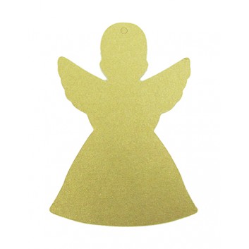  Weihnachts-Anhängekarte, Karton; ca. 7,6 x 9,3 cm; Engel, schlank; gold; mit Aufhängeloch/-stanzung; ohne Kuvert 