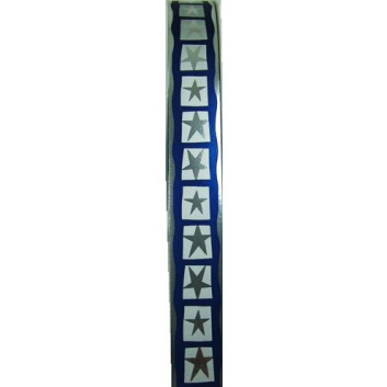  Weihnachts-Polyband; 19 mm x 50 m; Sterne, matt; blau-silber; Polyband, matt 