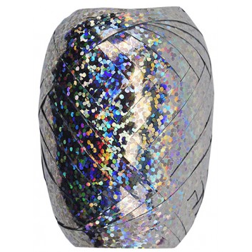  GoldiDecor Poly-Ringelband-Ei; 5 mm x 20 m; Hologramm: uni; silber; Polyband/Kräuselband 