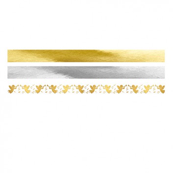  Ursus Weihnachts-Klebeband; 15 mm x 10 m; metallic, uni & diverse Weihnachtsmotive; metallic, glänzend; lösungsmittelfrei und säurefrei; Reispapier 