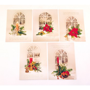  Weihnachts-Postkarten; ca. 105 x 145 mm; verschiedene Sortierungen; ohne Kuvert; Abbildung beispielhaft 