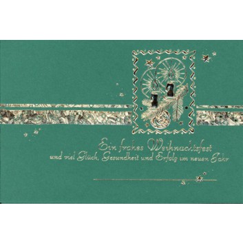  Horn Weihnachts-Kuvert; mit Golddruck; grün 
