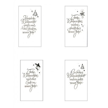  Sü Weihnachtskarten-Sortierung; 95x165mm; Schriftkarte; 4 Texte sortiert: weiß+Goldprägung; 22-2228; Hochformat; weiß 