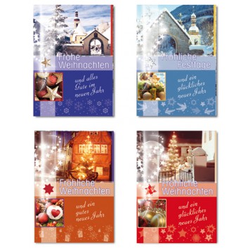  Sü Weihnachtskarten-Sortierung; 105 x 145 mm; Fotomotive: Winterlandschaften; 4 Motive sortiert: bunt; 22-2420; Hochformat; weiß 