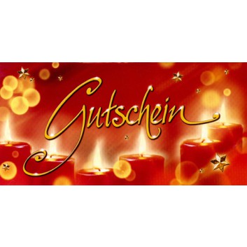 Horn Weihnachtskarte, Gutschein; 200 x 100 mm; Kerzen; rot; 22-H1167; Querformat; weiß 