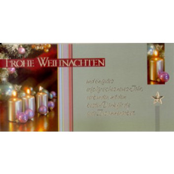  Horn Weihnachtskarte mit Firmentext; 190 x 95 mm; Kerzen; silbergrau; 22-H1128; Querformat; weiß 