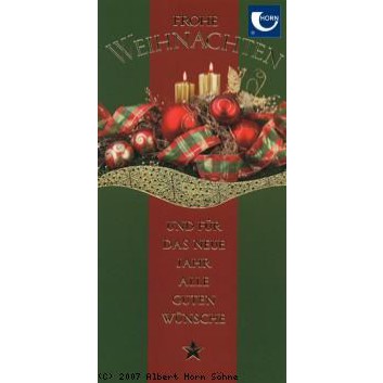  Horn Weihnachtskarte; 95 x 190 mm; Frohe Weihnachten.. grün; 22-H1256; Hochformat 