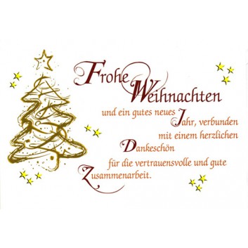  Sü Weihnachtskarte mit Firmentext; 115 x 165 mm; Tannenbaum, stilisiert + Schrift; rot auf weiß; 22_5035; Querformat; weiß, naßklebend, Spitzklappe 