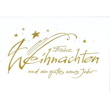  Sü Weihnachtskarte; 115 x 165 mm; Schriftkarte: Frohe Weihnachten; Druck: gold, Karte: weiß; 22_1653; Querformat; Goldprägung 