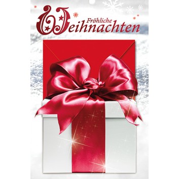  Skorpion Weihnachtskarte, Geldgeschenk; 115 x 175 mm; Geschenkpäckchen; bordeaux-silbergrau; 22sk4607; Hochformat 