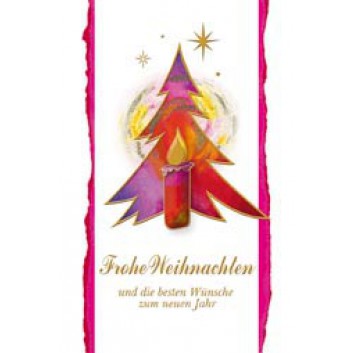  Sü Weihnachtskarte; 115 x 170 mm; Tannenbaum mit Kerze; rot-flieder; 22-1567; Hochformat; flieder 