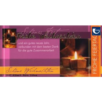  Horn Weihnachtskarte mit Firmentext; 210 x 105 mm; Fotomotiv: Kerzen; violett; 22-H1123; Querformat; weiß 