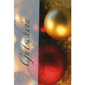  Sü Weihnachtskarte, Gutschein; 115 x 116 mm; Weihnachtskugeln; 23-LC50; Hochformat; creme 