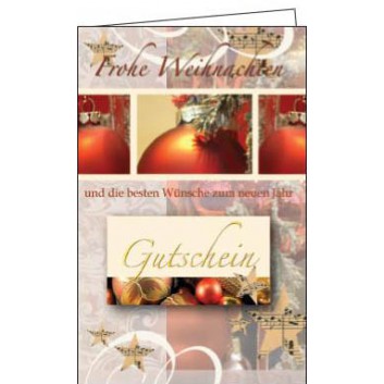 Skorpion Weihnachtskarte, Gutschein; 115 x 175 mm; Weihnachts-Kugeln; 22-3646; Hochformat; creme 
