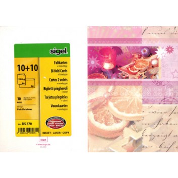  Sigel Weihnachts-Faltkarte, Classic; DIN A6, hoch; Pink Christmas; DS370; Glanzkarton: außen hochglanz, innen matt; 220 g/qm 