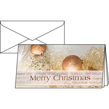  Sigel Weihnachts-Faltkarte, Exclusiv; DIN lang, quer; Christmas Glitter, internationaler Text; DS029; Glanzkarton, Kupferprägung, EB+Banderole 