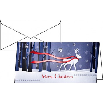  Sigel Weihnachts-Faltkarte, Premium; DIN lang, quer; Winter's Eve; englischer Text; DS017; Glanzkarton, Rot-/Blindprägung; 220 g/qm 