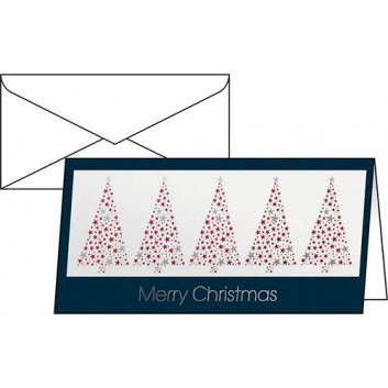  Sigel Weihnachts-Faltkarte, Premium; DIN lang, quer; Business Greetings, englischer Text; DS032; Glanzkarton, Rot-/Silberprägung; 220 g/qm 