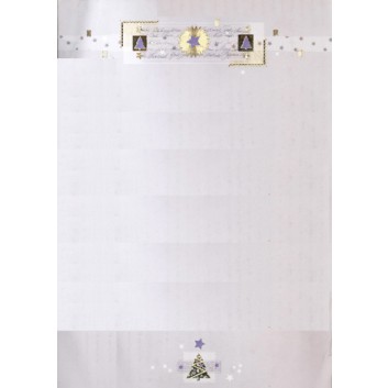  Weihnachts-Briefpapier incl. Kuverts; DIN A4; Sterne und Tannen, gold-lila; incl. Kuverts; 80 g/qm 