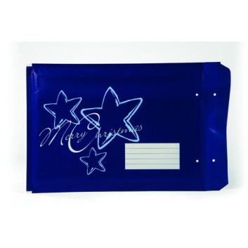  Weihnachts-Luftpolstertasche; Text: Merry Christmas, weiß auf blau; 200 x 275 mm / 250 x 345 mm; für DIN A5 / DIN A4; ohne Fenster, mit Adressfeld 