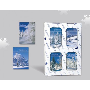  Sü Weihnachtskarten-Sortiment; ca. 105 x 145 mm; Fotomotiv Winterlandschaft; 22-0112; Hochformat; weiß 