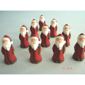  Weihnachts-Deko: Figur; Nikolaus / Weihnachtsmann; dunkelrot; 2,5 x 6 cm; div. Varianten sortiert; Keramik 