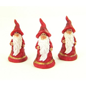  Weihnachts-Deko: Figur; Wichtel; rot mit Goldglitter; ca. 2 x 4,5 cm; Poly 