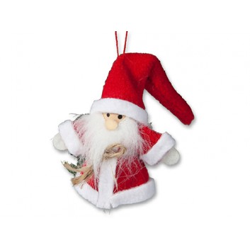  Weihnachts-Deko-Anhänger; Weihnachtsmann; rot-weiß; ca. 7,5 x 3,5 x 8 cm (L x B x H); mit Aufhängeband; Polyester-Filz 