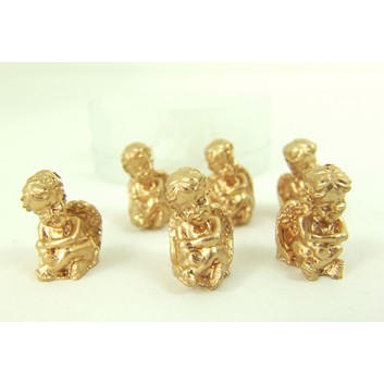  Weihnachts-Deko: Figur; Engel; gold; ca. 1,5 x 2,5 cm; zum Hinstellen; in Klarsichtbox; Poly 