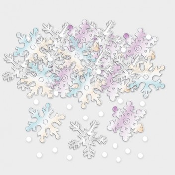 amscan Weihnachts-Konfetti/Streudeko; Eiskristalle - weiß-irisierend; ca. 6 mm; Beutel mit 14g Inhalt 