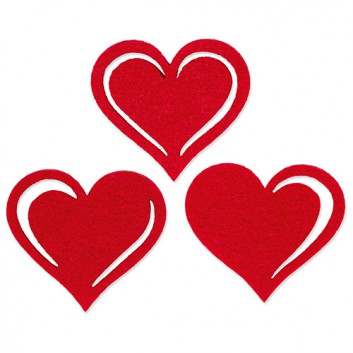  Deko-Aufkleber: Herz; Herzen aus Filz mit Klebepunkt; rot - sortiert; ca. 5,5 x 5,5 cm; - keine Motivwahl möglich - 