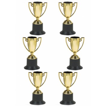  amscan Pokale für kleine Gewinner; Kunststoff gold-schwarz; Durchmesser ca. 5 cm / Höhe ca. 9 cm 