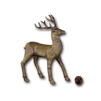  Weihnachts-Deko: Figur; Hirsch, stehend; braun-gold; ca. 20 x 10 x 31 cm (L x B x H); Kunststoff: PS 